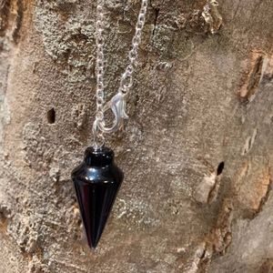 Black Healing Quartz Pendulum and Bracelet